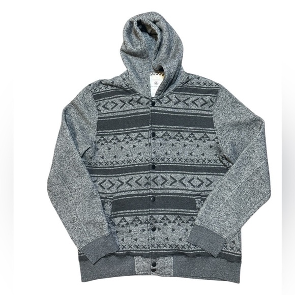 on the byas Other - On The Byas Aztec Tribal Button-Up Hoodie Men’s L Y2K Missing Drawstring